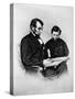 Lincoln Reading to His Son-Science Source-Stretched Canvas