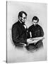 Lincoln Reading to His Son-Science Source-Stretched Canvas