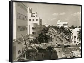 Lincoln Road Looking West from Washington Avenue, Miami Beach, C.1948-null-Framed Photographic Print