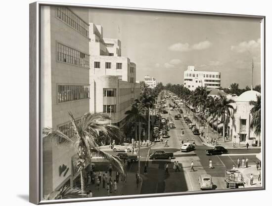 Lincoln Road Looking West from Washington Avenue, Miami Beach, C.1948-null-Framed Photographic Print