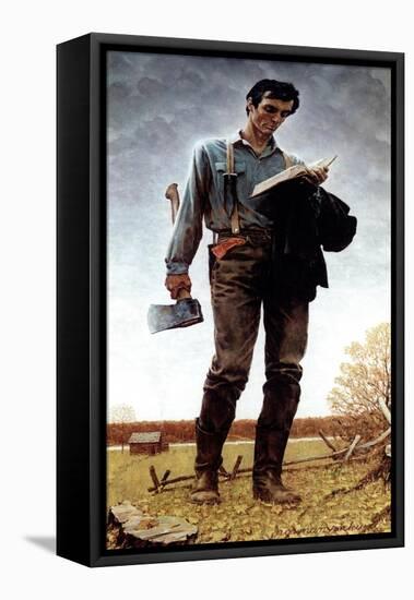 Lincoln the Railsplitter (or Young Woodcutter)-Norman Rockwell-Framed Stretched Canvas