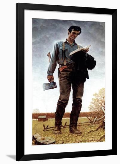 Lincoln the Railsplitter (or Young Woodcutter)-Norman Rockwell-Framed Giclee Print