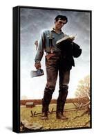 Lincoln the Railsplitter (or Young Woodcutter)-Norman Rockwell-Framed Stretched Canvas