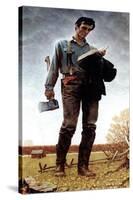 Lincoln the Railsplitter (or Young Woodcutter)-Norman Rockwell-Stretched Canvas