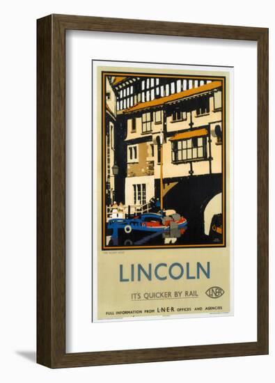 Lincoln Tudor Building and Boat-null-Framed Art Print