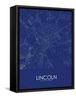 Lincoln, United Kingdom Blue Map-null-Framed Stretched Canvas