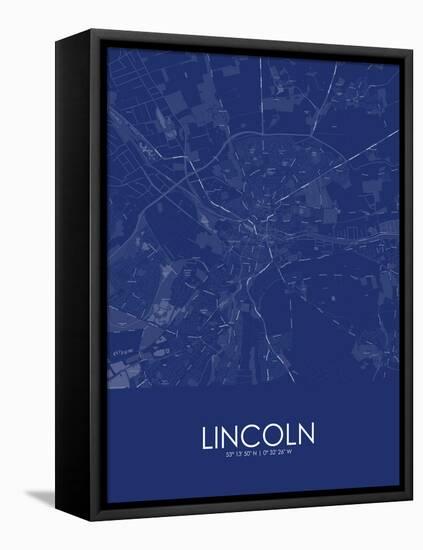 Lincoln, United Kingdom Blue Map-null-Framed Stretched Canvas