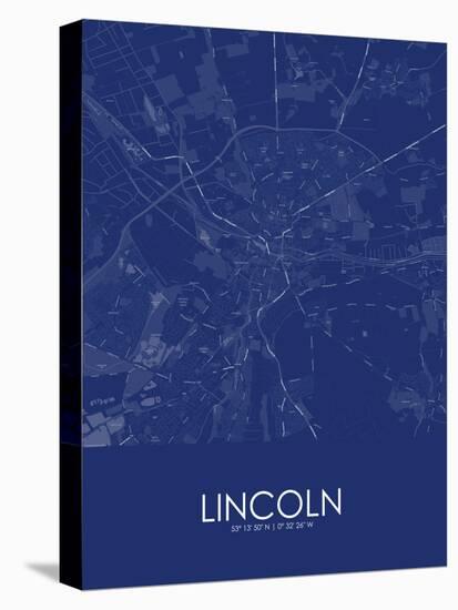 Lincoln, United Kingdom Blue Map-null-Stretched Canvas