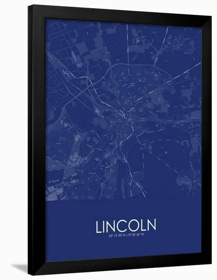 Lincoln, United Kingdom Blue Map-null-Framed Poster