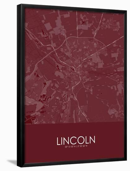 Lincoln, United Kingdom Red Map-null-Framed Poster