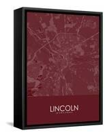 Lincoln, United Kingdom Red Map-null-Framed Stretched Canvas