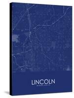 Lincoln, United States of America Blue Map-null-Stretched Canvas