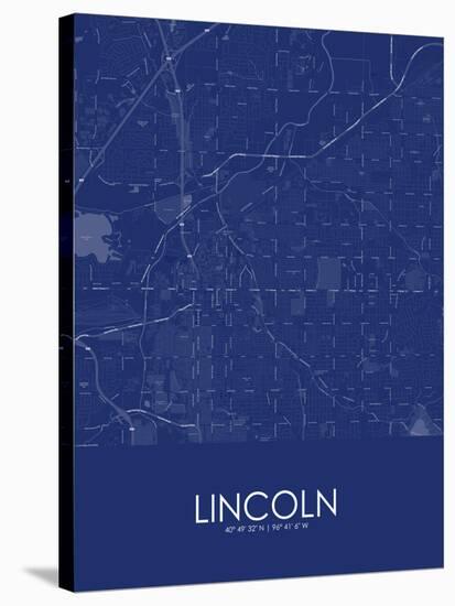 Lincoln, United States of America Blue Map-null-Stretched Canvas