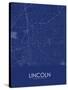 Lincoln, United States of America Blue Map-null-Stretched Canvas