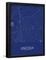 Lincoln, United States of America Blue Map-null-Framed Poster