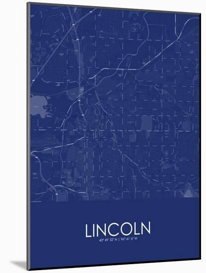 Lincoln, United States of America Blue Map-null-Mounted Poster