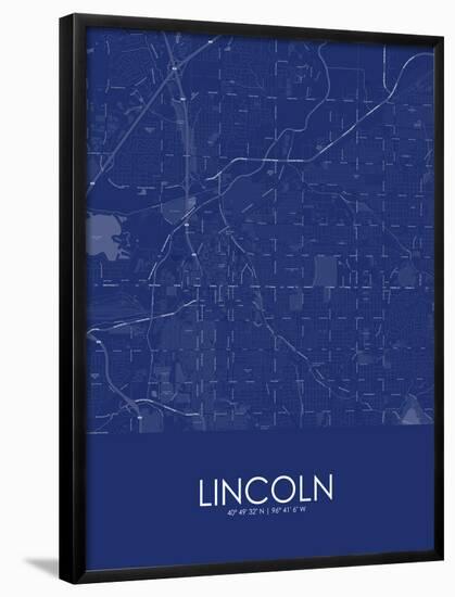 Lincoln, United States of America Blue Map-null-Framed Poster