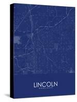 Lincoln, United States of America Blue Map-null-Stretched Canvas