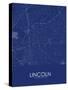 Lincoln, United States of America Blue Map-null-Stretched Canvas