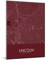 Lincoln, United States of America Red Map-null-Mounted Poster