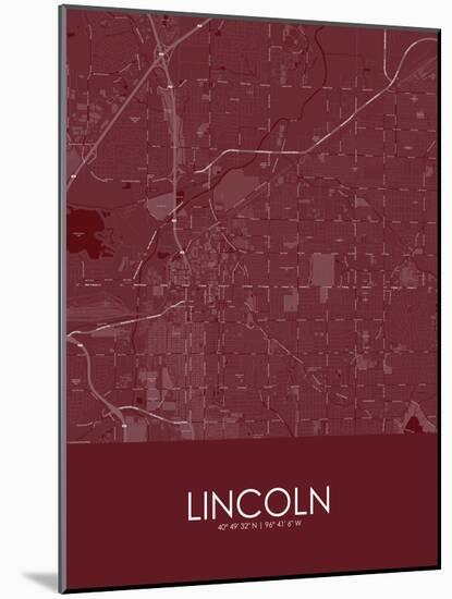 Lincoln, United States of America Red Map-null-Mounted Poster