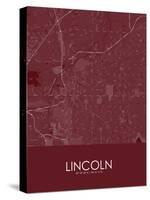 Lincoln, United States of America Red Map-null-Stretched Canvas