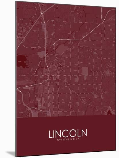 Lincoln, United States of America Red Map-null-Mounted Poster