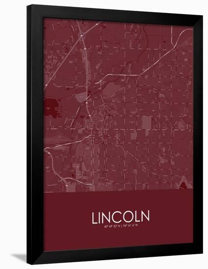 Lincoln, United States of America Red Map-null-Framed Poster