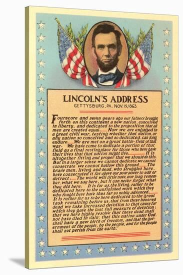 Lincoln with Text of Gettysburg Address-null-Stretched Canvas