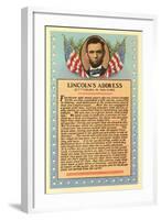 Lincoln with Text of Gettysburg Address-null-Framed Art Print