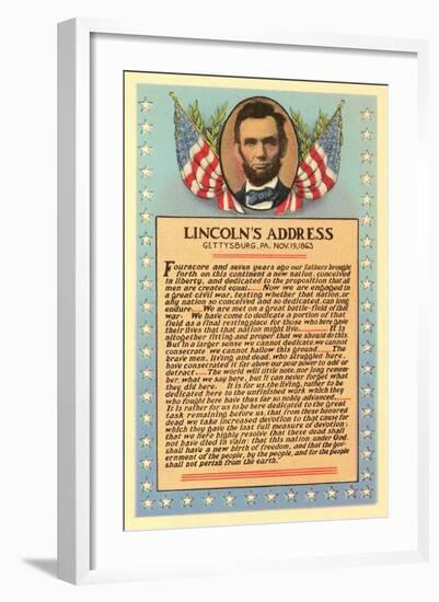 Lincoln with Text of Gettysburg Address-null-Framed Art Print