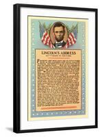 Lincoln with Text of Gettysburg Address-null-Framed Art Print