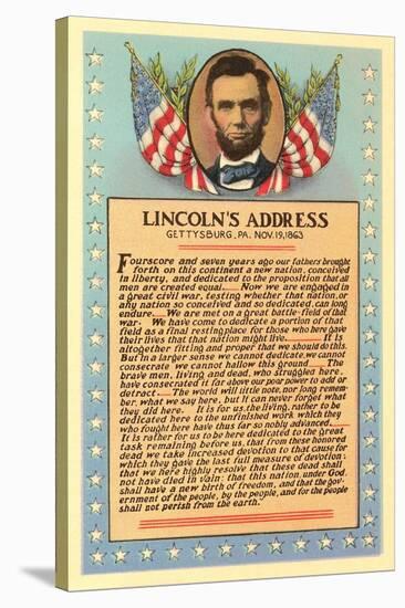 Lincoln with Text of Gettysburg Address-null-Stretched Canvas