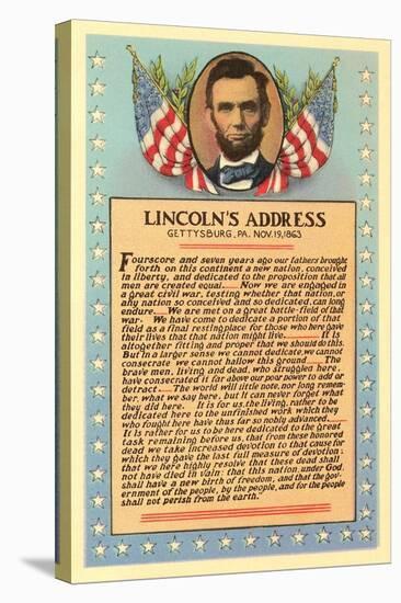 Lincoln with Text of Gettysburg Address-null-Stretched Canvas