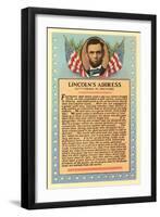 Lincoln with Text of Gettysburg Address-null-Framed Art Print