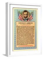 Lincoln with Text of Gettysburg Address-null-Framed Art Print