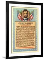 Lincoln with Text of Gettysburg Address-null-Framed Art Print