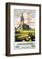 Lincolnshire Farmers and Church-null-Framed Art Print
