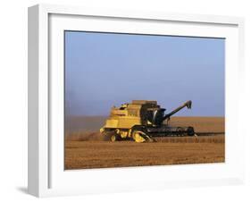 Lincolnshire, Walcot, Combine Harvester Harvesting Wheat, England-John Warburton-lee-Framed Photographic Print