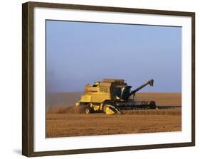 Lincolnshire, Walcot, Combine Harvester Harvesting Wheat, England-John Warburton-lee-Framed Photographic Print