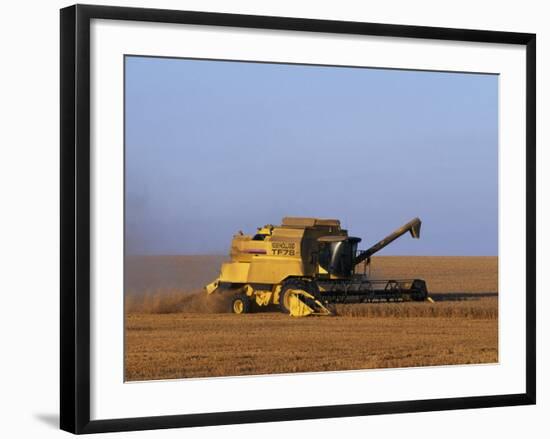 Lincolnshire, Walcot, Combine Harvester Harvesting Wheat, England-John Warburton-lee-Framed Photographic Print