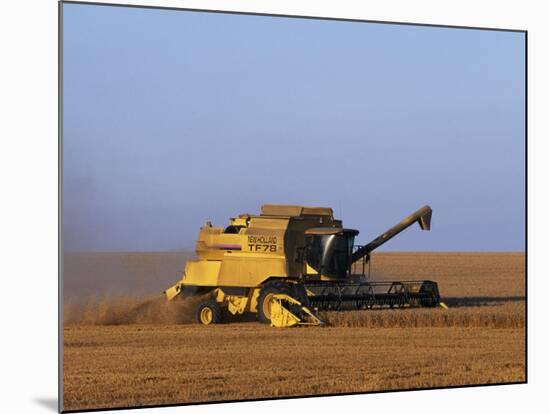 Lincolnshire, Walcot, Combine Harvester Harvesting Wheat, England-John Warburton-lee-Mounted Photographic Print