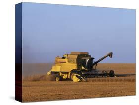 Lincolnshire, Walcot, Combine Harvester Harvesting Wheat, England-John Warburton-lee-Stretched Canvas
