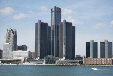 Detroit Skyline Renaissance Center-Linda Parton-Stretched Canvas