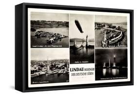 Lindau Bodensee, Hafen Mit Zeppelin, Leuchturm-null-Framed Stretched Canvas