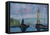 Lindau Lake Constance Harbour Entrance with Lion-Markus Bleichner-Framed Stretched Canvas