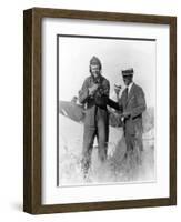 Lindbergh and Wright with Wrecked Plane Photograph - St. Louis, MO-Lantern Press-Framed Art Print