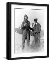 Lindbergh and Wright with Wrecked Plane Photograph - St. Louis, MO-Lantern Press-Framed Art Print