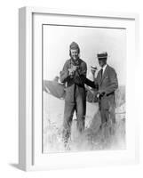 Lindbergh and Wright with Wrecked Plane Photograph - St. Louis, MO-Lantern Press-Framed Art Print