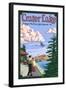 Lindbergh's West Coast Flight, Crater Lake, Oregon, c.1927-Lantern Press-Framed Art Print